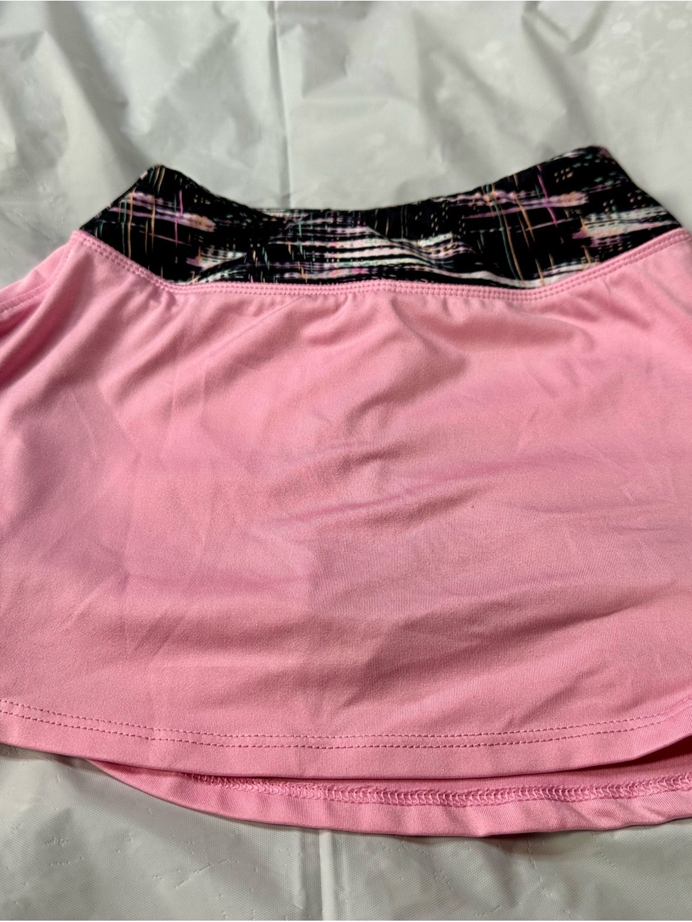 ZELOS Pink Athletic Skort with Black Patterned Waistband